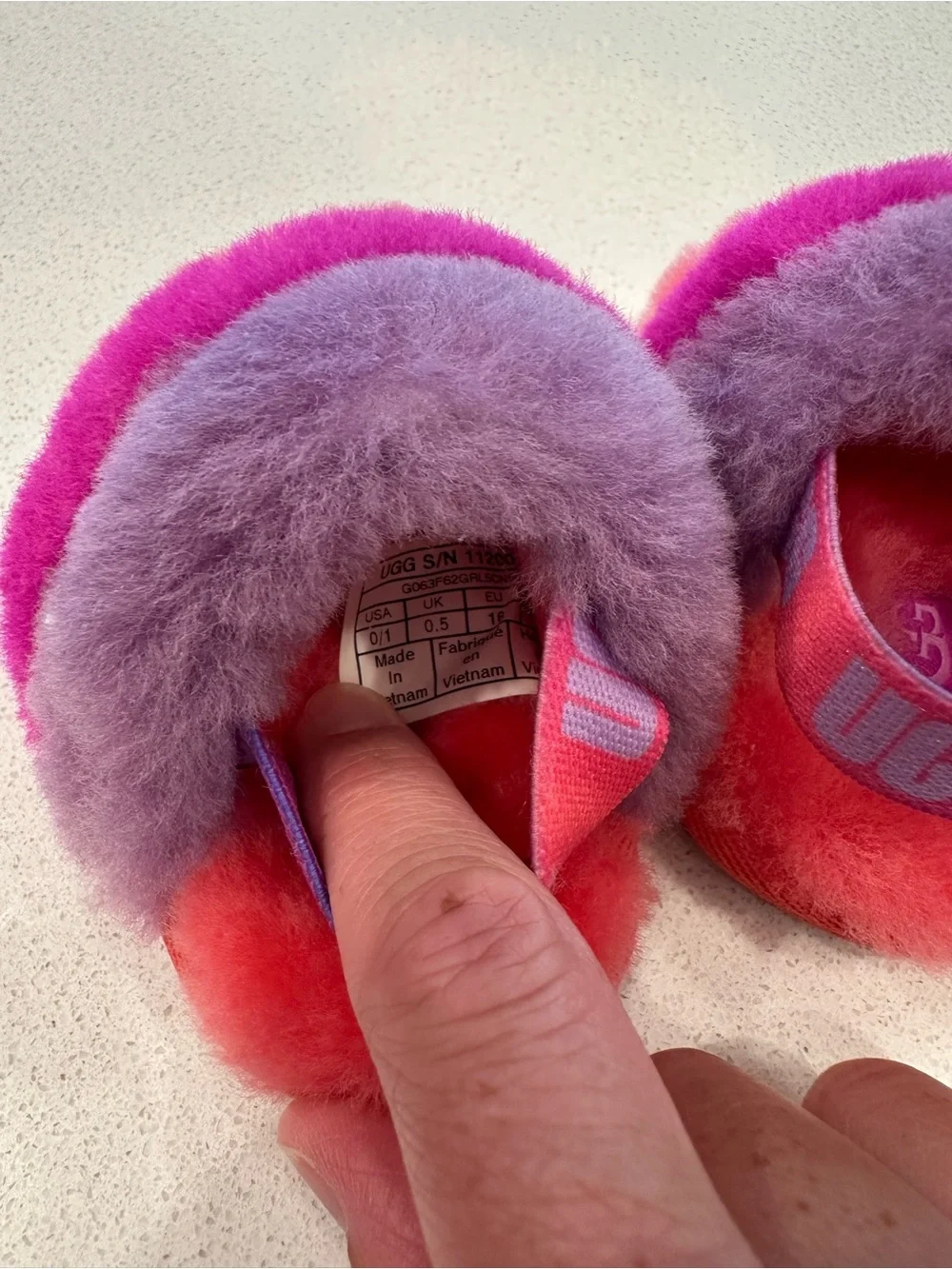 UGG Kids Multicolor Fuzzy Slide Slippers - Purple, Pink, Coral